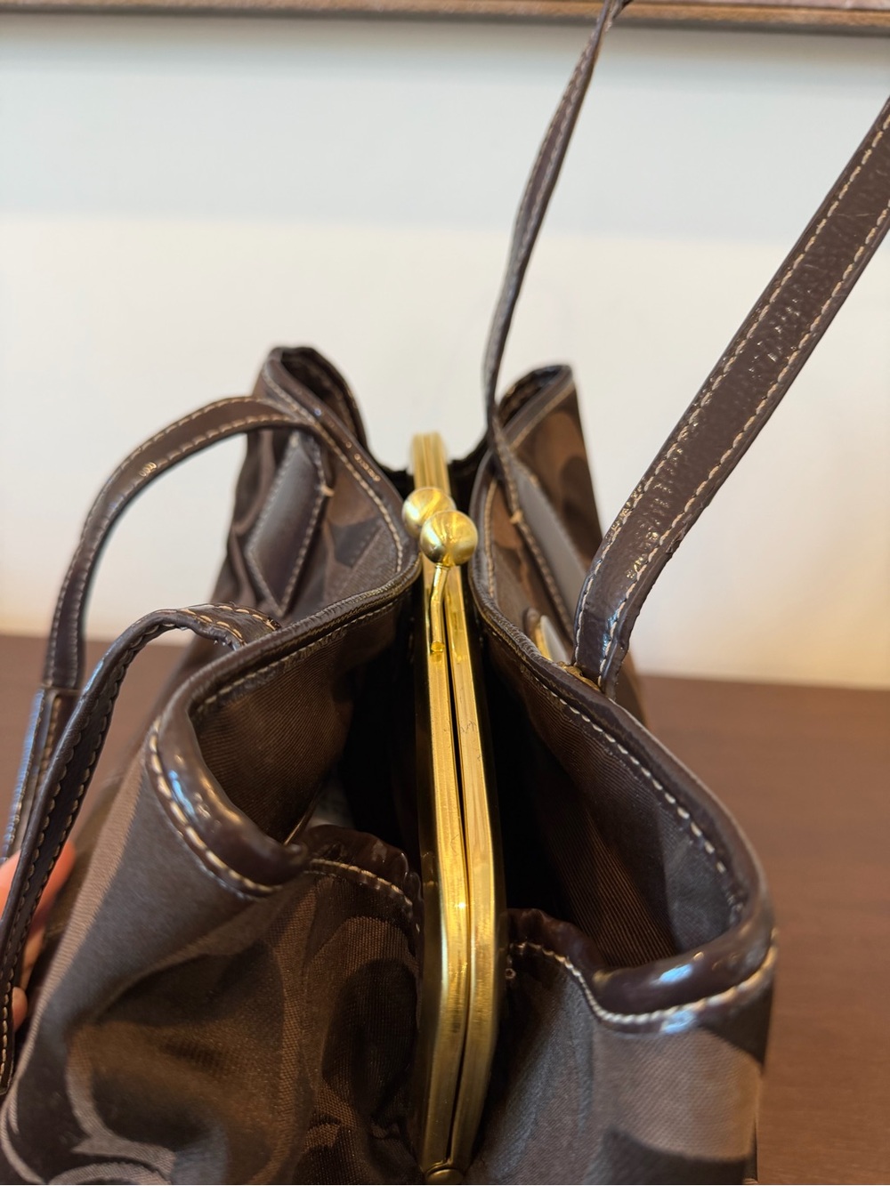Genuine COACH Brown Signature Logo HANDBAG Purse Tote H1173-F18036 EUC - Picture 11 of 17